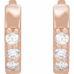 14K Rose Gold .05 CTW Natural Diamond Hinged 8 mm Hoop Earrings – image 2