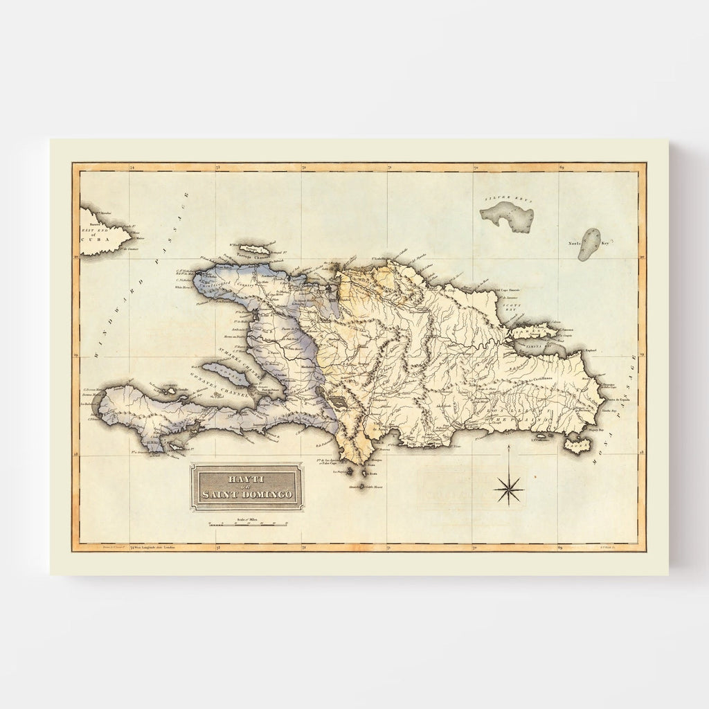 Vintage Map of Haiti, 1823