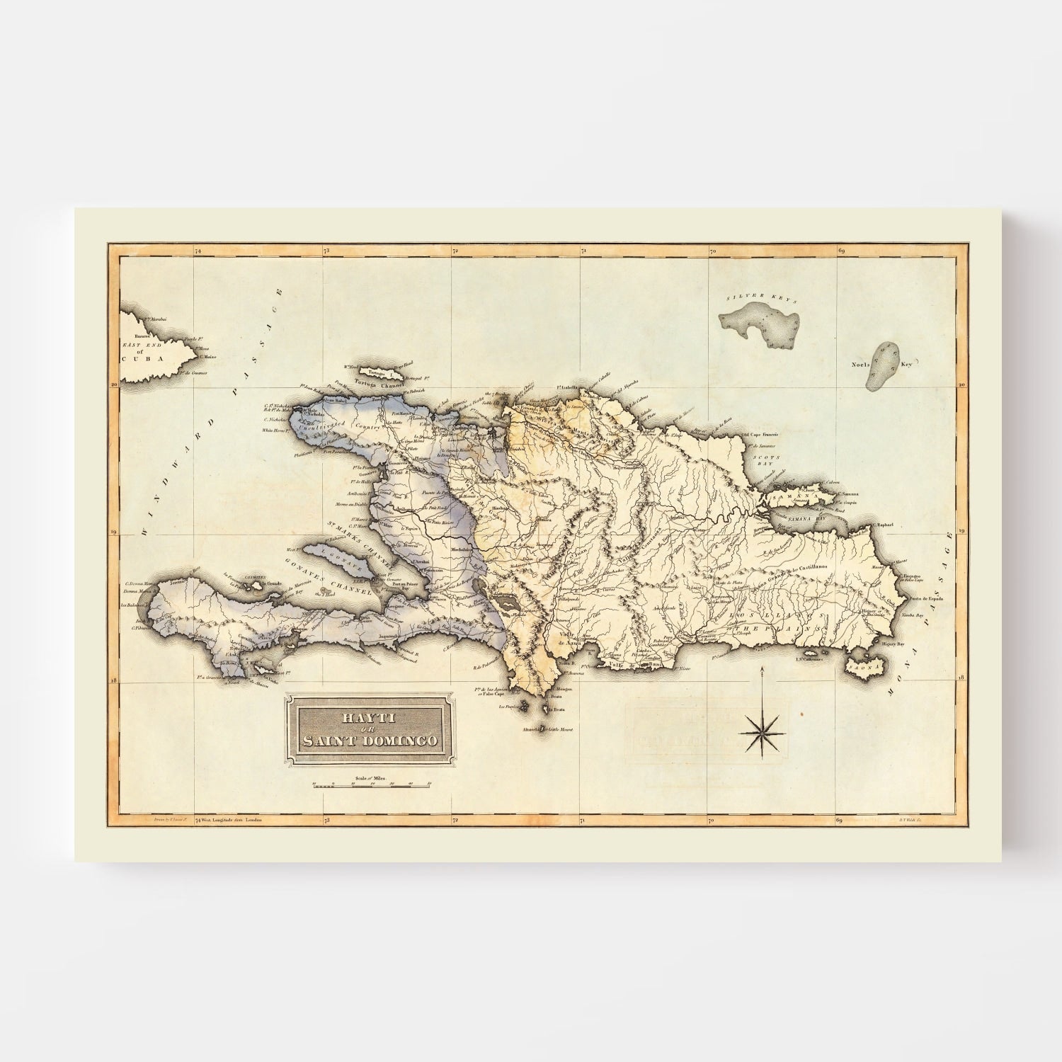 Vintage Map of Haiti, 1823