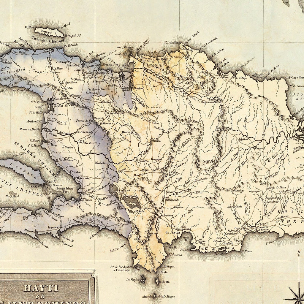 Vintage Map of Haiti, 1823