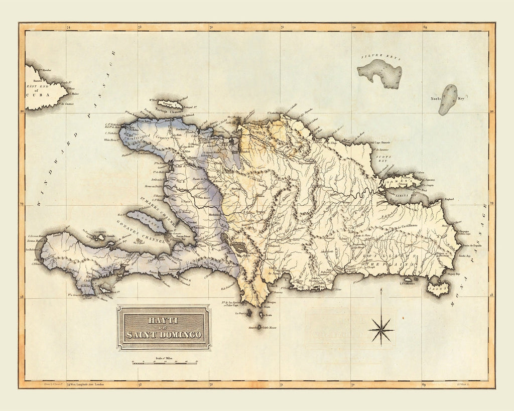 Vintage Map of Haiti, 1823