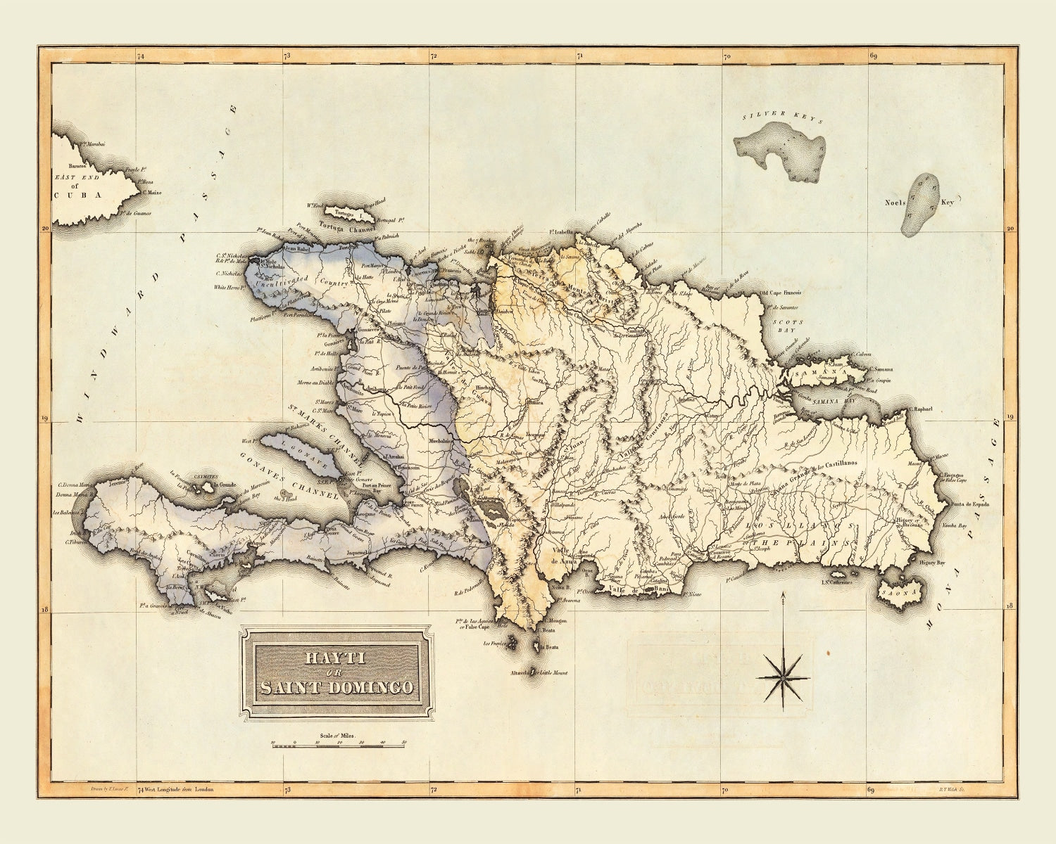 Vintage Map of Haiti, 1823