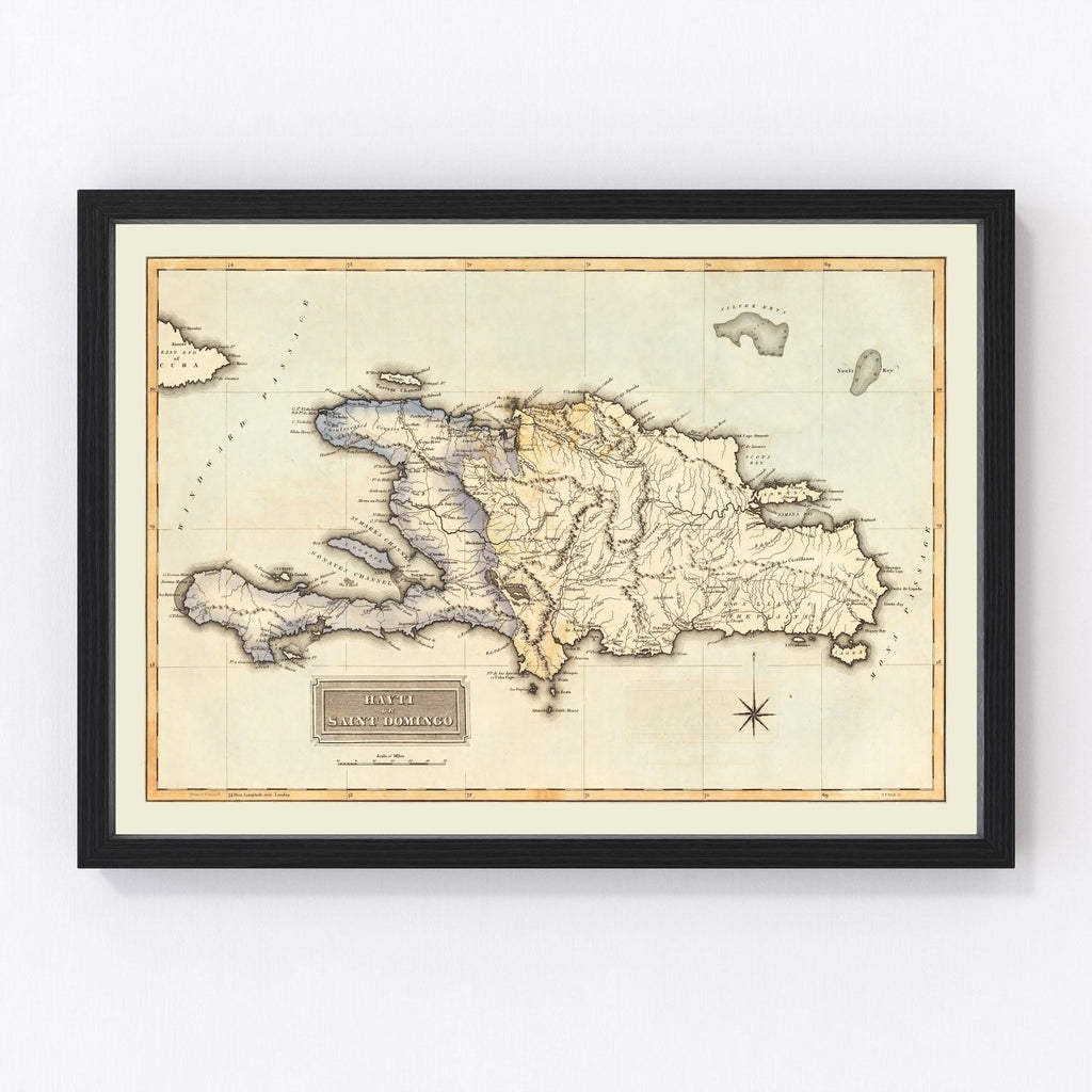 Vintage Map of Haiti, 1823