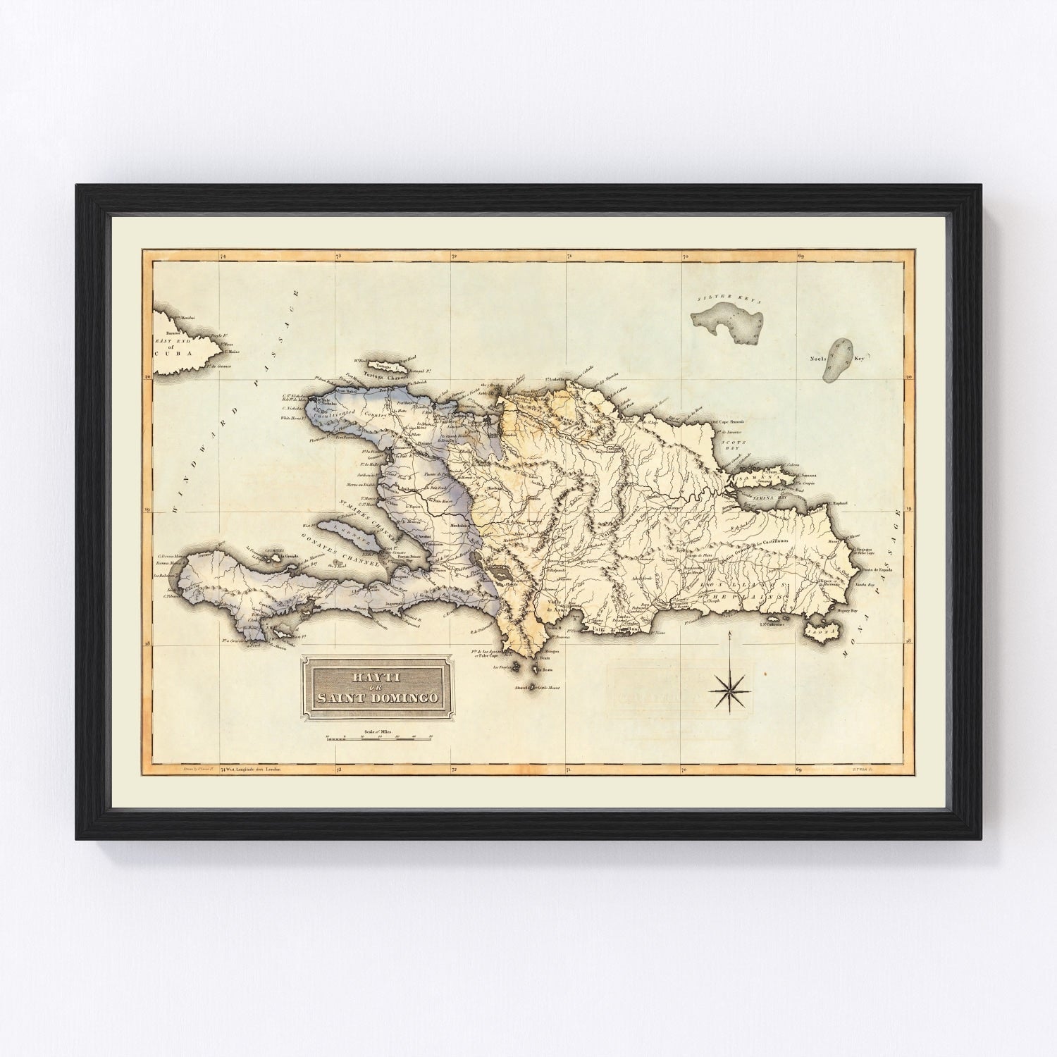 Vintage Map of Haiti, 1823