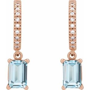 14K Rose Gold Natural Sky Blue Topaz & .08 CTW Natural Diamond French-Set Hoop Earrings