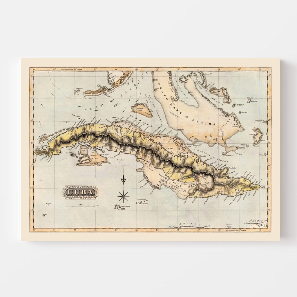 Vintage Map of Cuba 1823