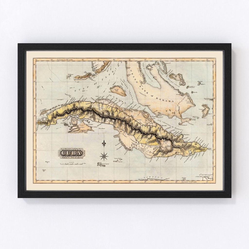 Vintage Map of Cuba 1823