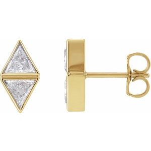 14K Yellow Gold 5/8 CTW Natural Diamond Two-Stone Bezel-Set Earrings