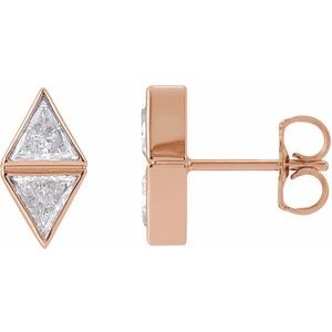 14K Rose Gold 5/8 CTW Natural Diamond Two-Stone Bezel-Set Earrings