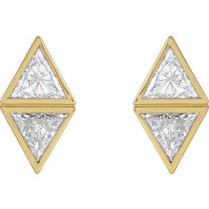 14K Yellow Gold 1 1/5 CTW Natural Diamond Two-Stone Bezel-Set Earrings – image 2