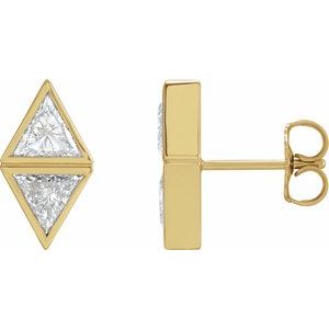 14K Yellow Gold 1 1/5 CTW Natural Diamond Two-Stone Bezel-Set Earrings
