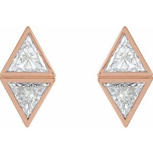 14K Rose Gold Two-Stone Bezel-Set Earring Mounting – image 3