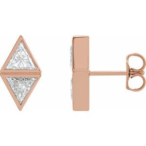 14K Rose Gold Two-Stone Bezel-Set Earring Mounting – image 2