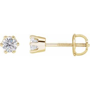 14K Yellow Gold 4.1 mm Imitation White Cubic Zirconia Stud Earrings