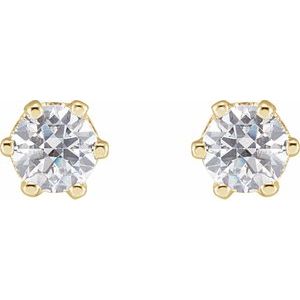 14K Yellow Gold 4.1 mm Imitation White Cubic Zirconia Stud Earrings – image 2