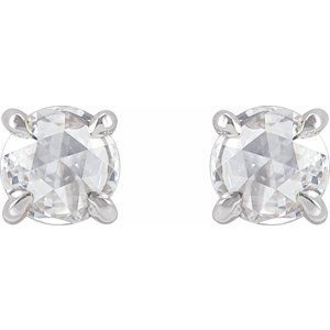 14K White Gold 1/2 CTW Rose-Cut Natural Diamond Stud Earrings – image 2