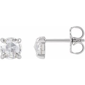 Platinum Lab-Grown Moissanite Cabochon Stud Earrings