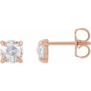 14K Rose Gold 1/2 CTW Rose-Cut Natural Diamond Stud Earrings