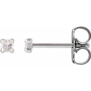 14K White Gold .05 CTW Rose-Cut Natural Diamond Stud Earrings