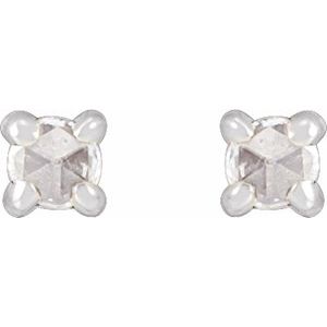 14K White Gold .05 CTW Rose-Cut Natural Diamond Stud Earrings – image 2