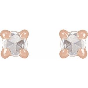 14K Rose Gold .05 CTW Rose-Cut Natural Diamond Stud Earrings