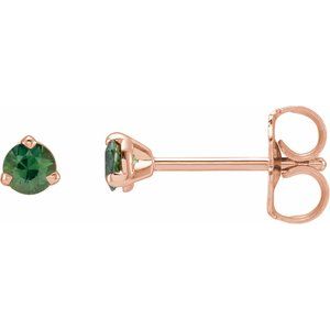 14K Rose Gold 3 mm Natural Green Sapphire Earrings