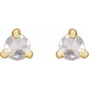 14K Yellow Gold .08 CTW Rose-Cut Natural Diamond Stud Earrings