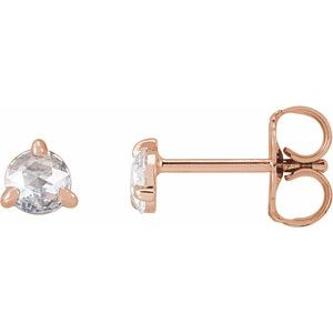 14K Rose Gold 1/5 CTW Rose-Cut Natural Diamond Stud Earrings