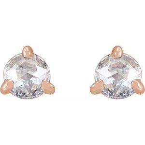 14K Rose Gold 1/5 CTW Rose-Cut Natural Diamond Stud Earrings