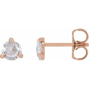 14K Rose Gold 1/4 CTW Rose-Cut Natural Diamond Stud Earrings