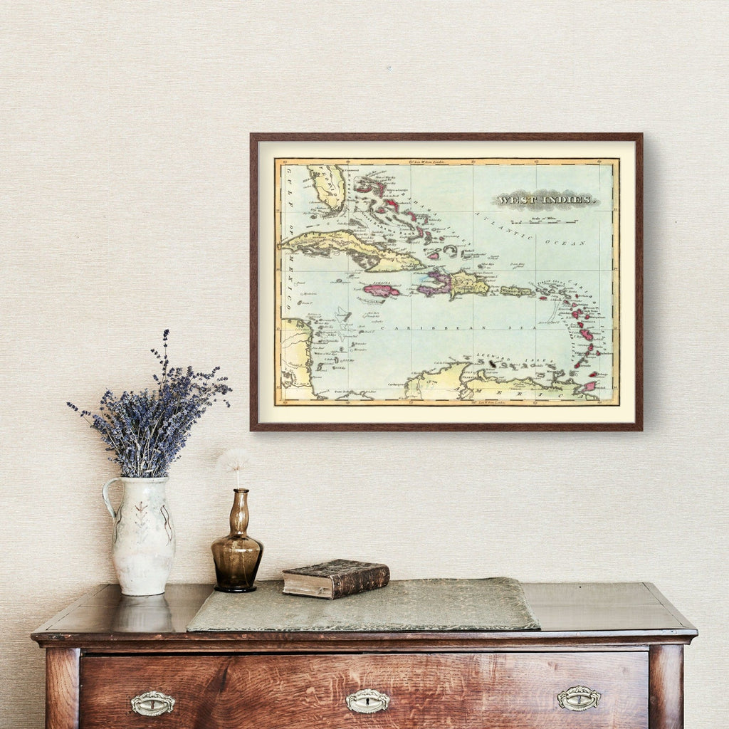 Vintage Map of West Indies, 1823