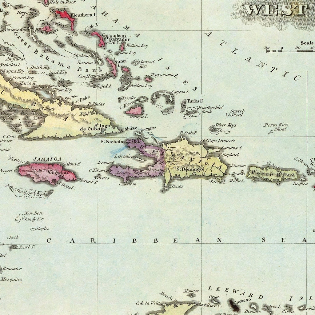 Vintage Map of West Indies, 1823