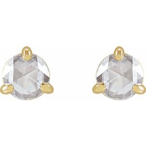 14K Yellow Gold 5/8 CTW Rose-Cut Natural Diamond Stud Earrings