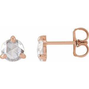 14K Rose Gold 5/8 CTW Rose-Cut Natural Diamond Stud Earrings