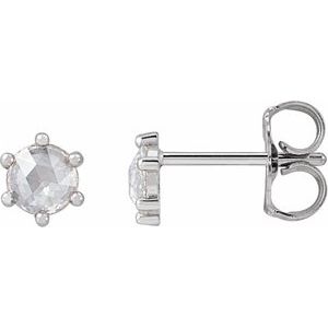 14K White Gold 1/3 CTW Rose-Cut Natural Diamond Earrings