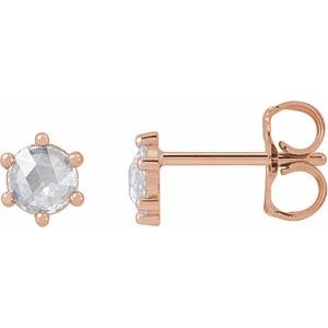 14K Rose Gold 1/3 CTW Rose-Cut Natural Diamond Earrings
