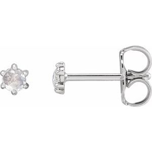 14K White Gold .07 CTW Rose-Cut Natural Diamond Earrings