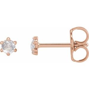 14K Rose Gold .07 CTW Rose-Cut Natural Diamond Earrings