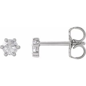 14K White Gold 1/8 CTW Rose-Cut Natural Diamond Earrings
