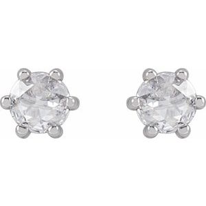 Platinum 1/8 CTW Rose-Cut Natural Diamond Earrings – image 2