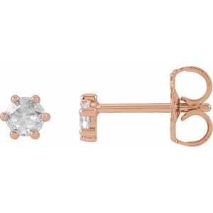 14K Rose Gold 1/8 CTW Rose-Cut Natural Diamond Earrings