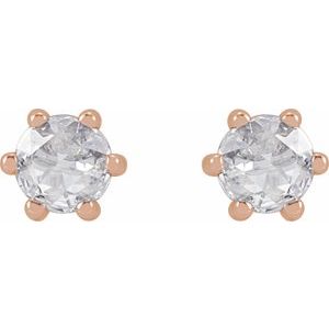 14K Rose Gold 1/8 CTW Rose-Cut Natural Diamond Earrings
