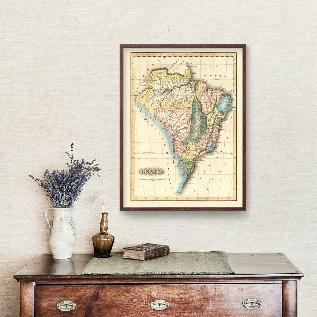 Vintage Map of Brazil 1823