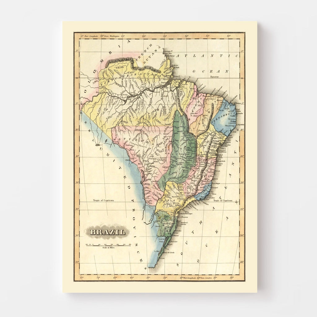 Vintage Map of Brazil 1823