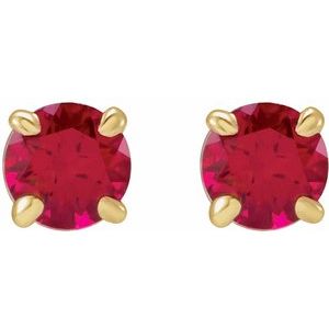 14K Yellow Gold Lab-Grown Ruby Earrings – image 2