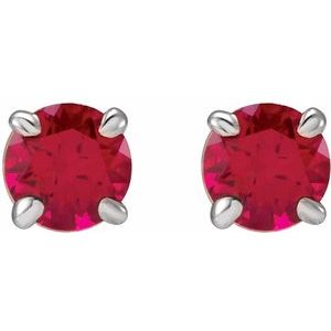 14K White Gold Lab-Grown Ruby Earrings – image 2