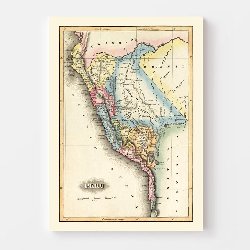 Vintage Map of Peru 1823