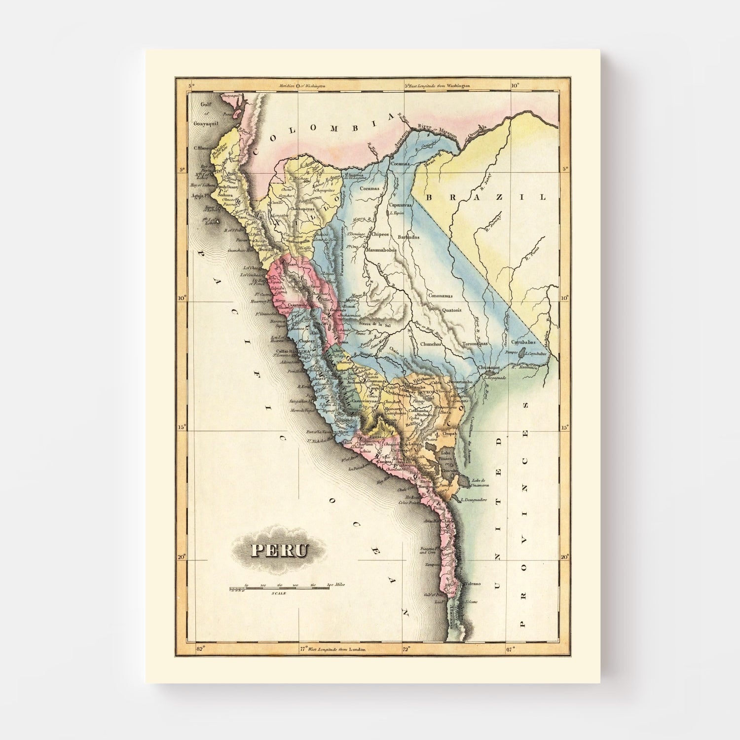 Vintage Map of Peru 1823