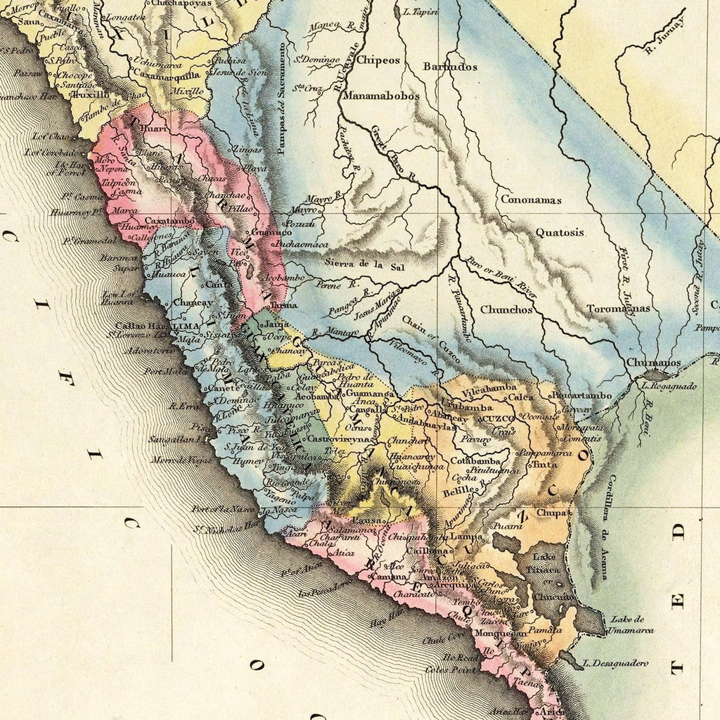 Vintage Map of Peru 1823