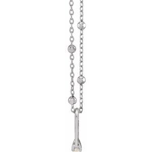 14K White Gold .03 CT Natural Diamond Tiny Solitaire Ring 18" Necklace
